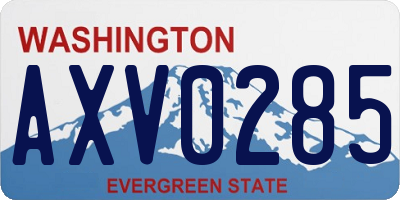 WA license plate AXV0285