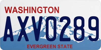 WA license plate AXV0289