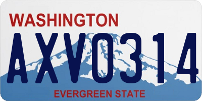WA license plate AXV0314