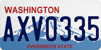WA license plate AXV0335