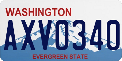 WA license plate AXV0340