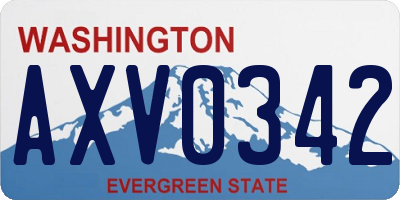 WA license plate AXV0342