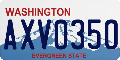 WA license plate AXV0350