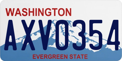 WA license plate AXV0354