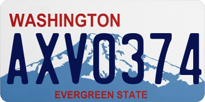WA license plate AXV0374