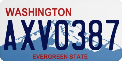 WA license plate AXV0387