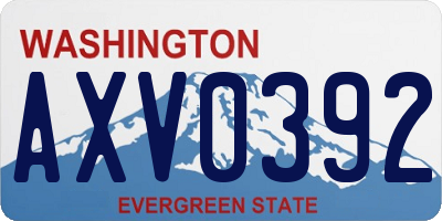 WA license plate AXV0392