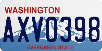 WA license plate AXV0398