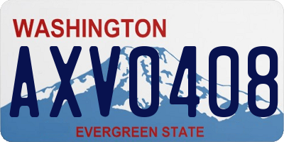 WA license plate AXV0408
