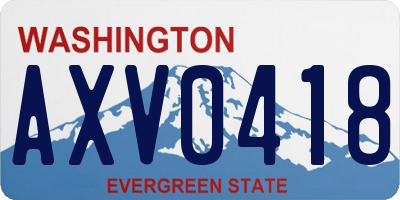 WA license plate AXV0418