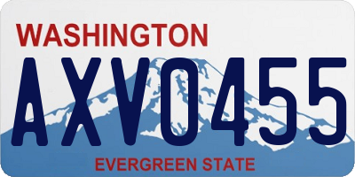 WA license plate AXV0455