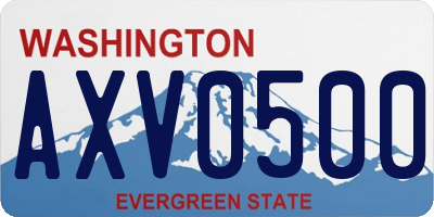 WA license plate AXV0500