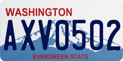 WA license plate AXV0502