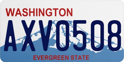 WA license plate AXV0508