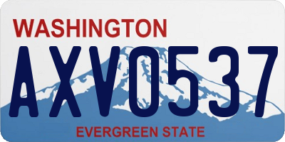 WA license plate AXV0537