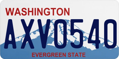 WA license plate AXV0540