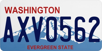 WA license plate AXV0562