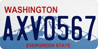 WA license plate AXV0567