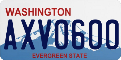 WA license plate AXV0600