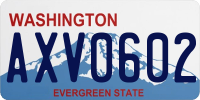 WA license plate AXV0602