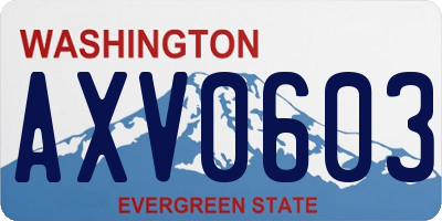 WA license plate AXV0603