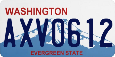 WA license plate AXV0612