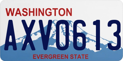 WA license plate AXV0613