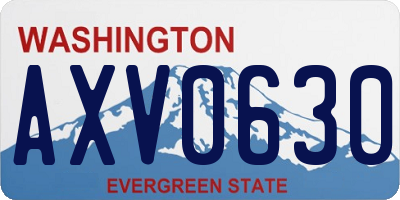 WA license plate AXV0630