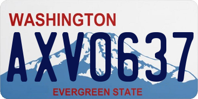 WA license plate AXV0637