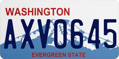 WA license plate AXV0645