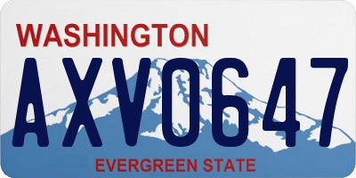 WA license plate AXV0647