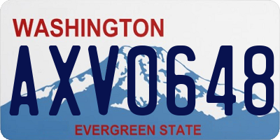 WA license plate AXV0648
