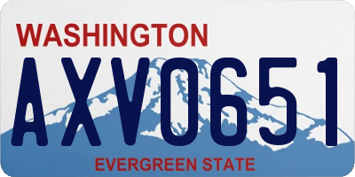 WA license plate AXV0651