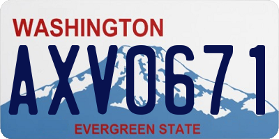 WA license plate AXV0671