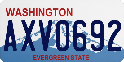 WA license plate AXV0692