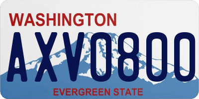 WA license plate AXV0800