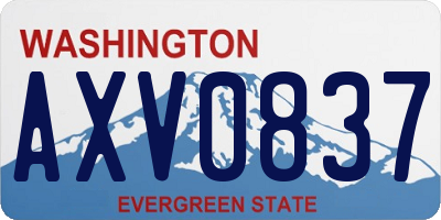 WA license plate AXV0837