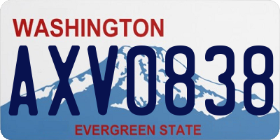 WA license plate AXV0838