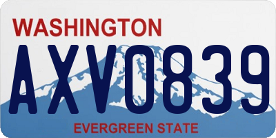 WA license plate AXV0839