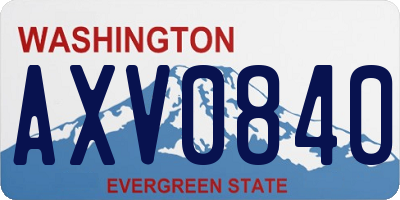 WA license plate AXV0840