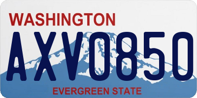 WA license plate AXV0850