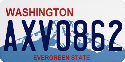 WA license plate AXV0862