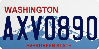 WA license plate AXV0890