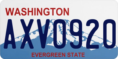 WA license plate AXV0920