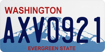 WA license plate AXV0921