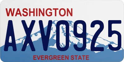 WA license plate AXV0925