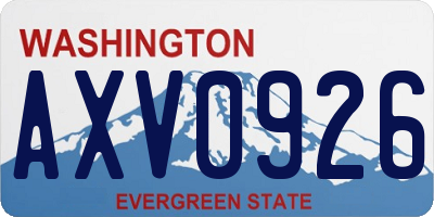 WA license plate AXV0926