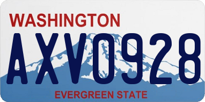 WA license plate AXV0928