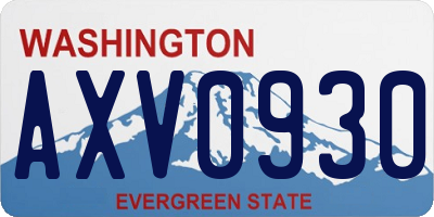 WA license plate AXV0930