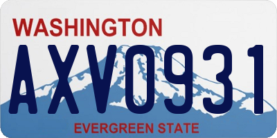 WA license plate AXV0931